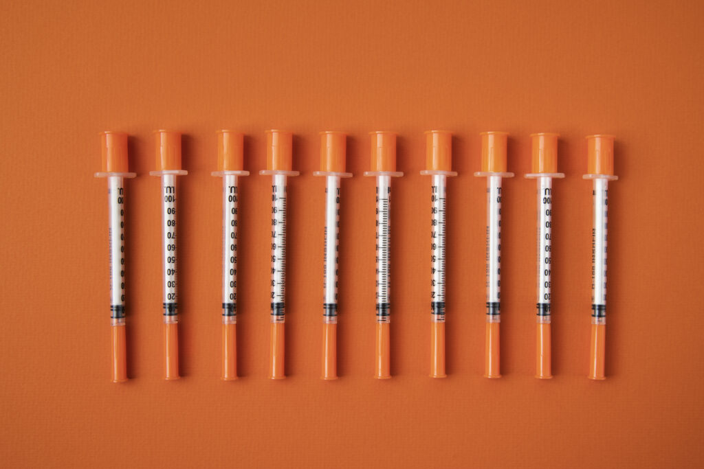 top view various syringes
